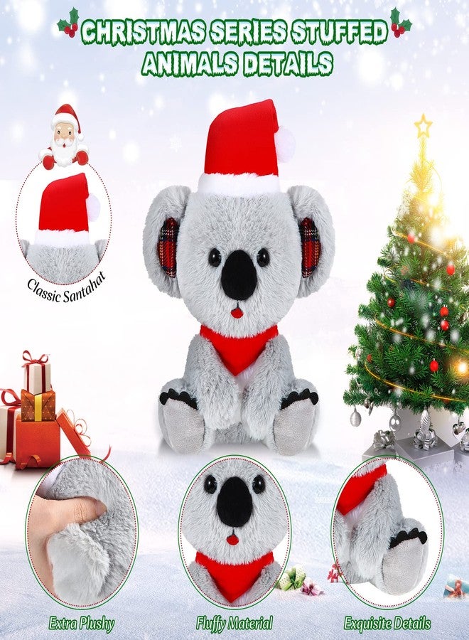 Threan 8 Inch Christmas Stuffed Animal Christmas Plush Doll with Santa Hat for Holiday Decoration Winter Gifts(Koalas Style) - Image 3
